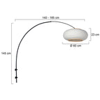 Boog wandlamp Silva Alba 4619ZW zwart met linnen kap Ø60 cm