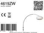 Boog wandlamp Silva Alba 4619ZW zwart met linnen kap Ø60 cm