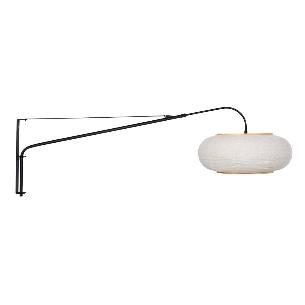 Wandlamp Silva Alba 4626ZW zwart met linnen kap Ø60 cm
