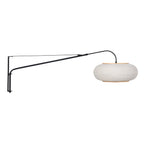 Wandlamp Silva Alba 4626ZW zwart met linnen kap Ø60 cm