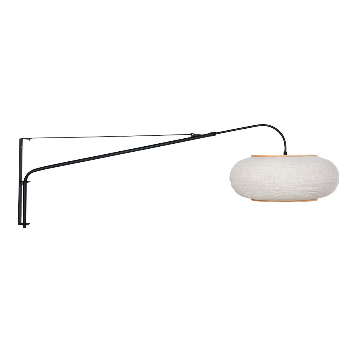Wandlamp Silva Alba 4626ZW zwart met linnen kap Ø60 cm