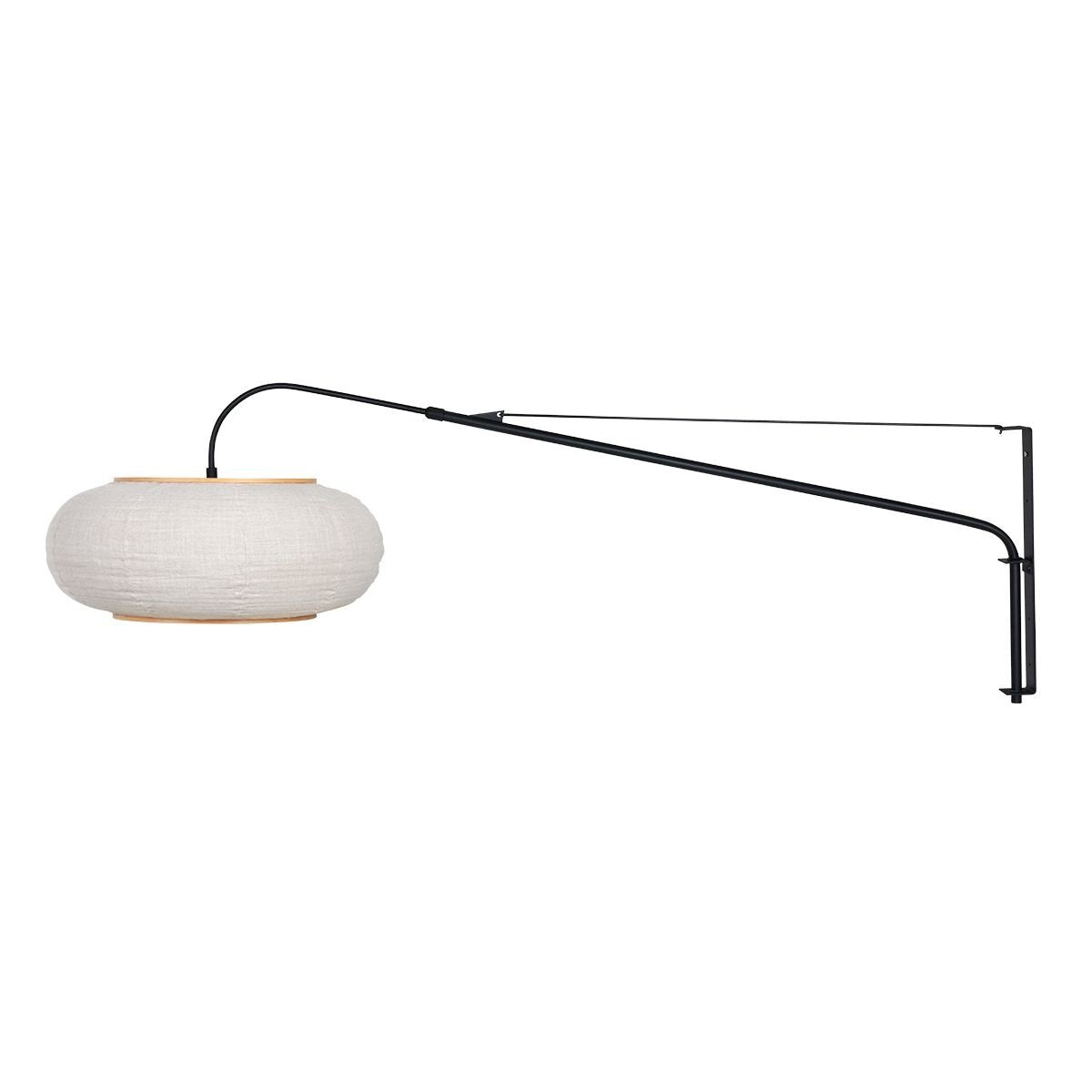 Wandlamp Silva Alba 4626ZW zwart met linnen kap Ø60 cm