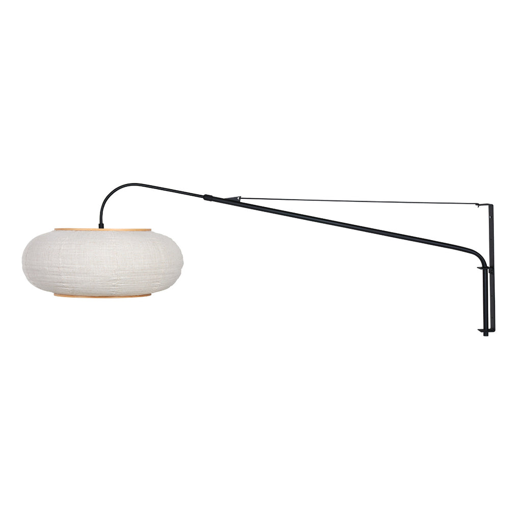 Wandlamp Silva Alba 4626ZW zwart met linnen kap Ø60 cm