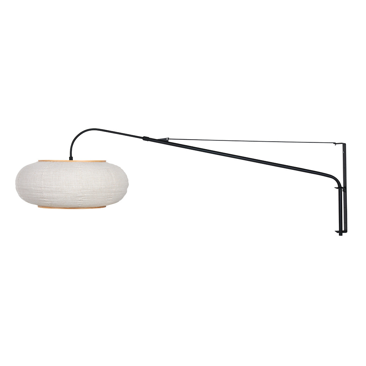 Wandlamp Silva Alba 4626ZW zwart met linnen kap Ø60 cm