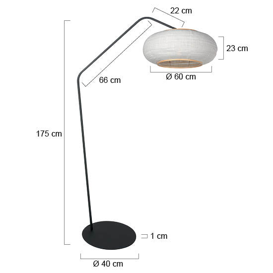 Zwarte vloerlamp Zig-Zag 4641ZW - met sfeervolle linnen kap