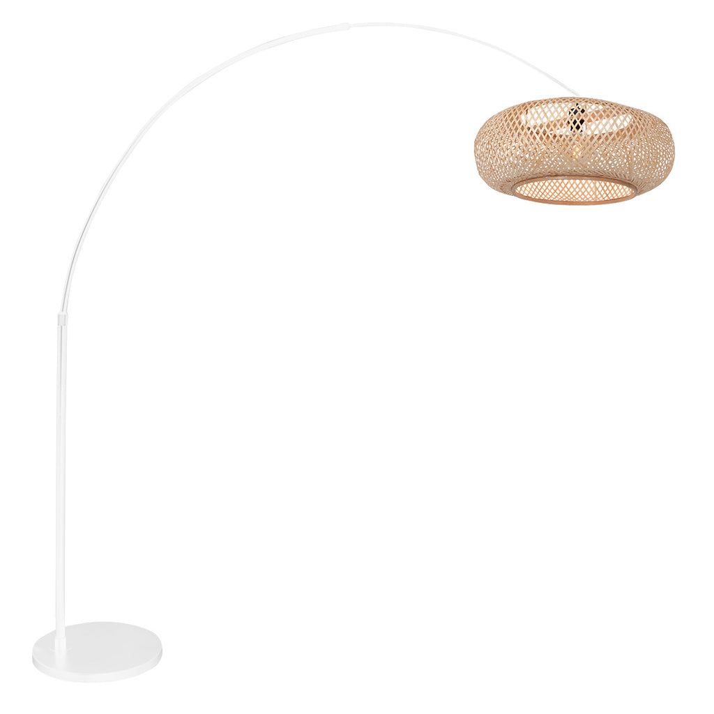 Booglamp Maze Natural 4686W wit met bamboe kap Ø60 cm