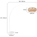 Booglamp Maze Natural 4686W wit met bamboe kap Ø60 cm