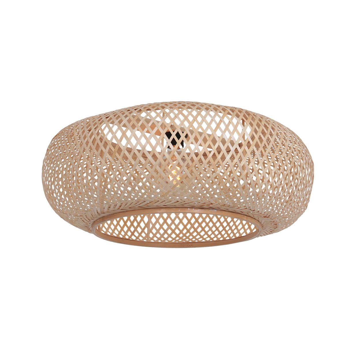 Booglamp Maze Natural 4686W wit met bamboe kap Ø60 cm