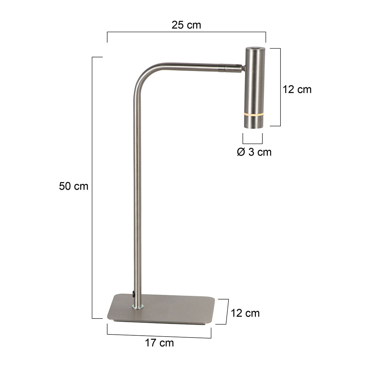 Tafellamp Volari 4709ST stalen tafellamp met touchdimmer