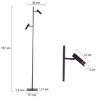 Vloerlamp Volari 4711ZW zwarte 2-lichts leeslamp met dim to warm LED