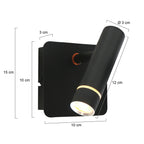 Wandlamp Volari 4712ZW zwart met dimbare LED en richtbare kop