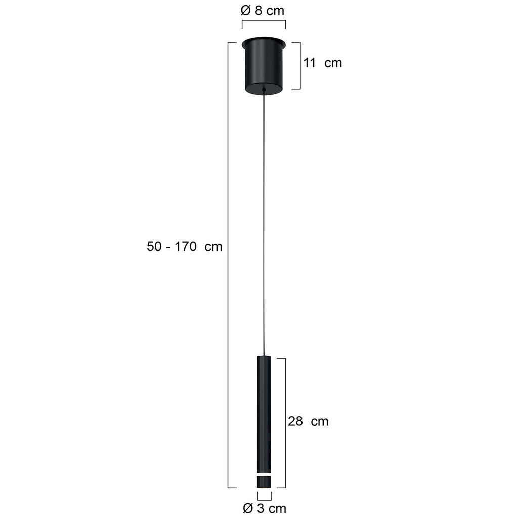 Hanglamp Volari 4714ZW zwarte pendellamp met cable lift