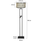 Vloerlamp Stang 4721ZW met zwart beige bamboe kap en leeslicht