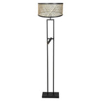 Vloerlamp Stang 4721ZW met zwart beige bamboe kap en leeslicht