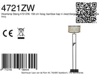 Vloerlamp Stang 4721ZW met zwart beige bamboe kap en leeslicht