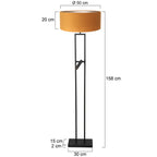 Vloerlamp Stang 4724ZW met gouden velours kap en leeslicht