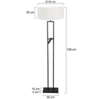 Vloerlamp Stang 4725ZW met grof wit linnen kap en leeslicht
