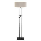 Vloerlamp Stang 4726ZW met grijs linnen kap en leeslicht