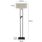 Vloerlamp Stang 4726ZW met grijs linnen kap en leeslicht