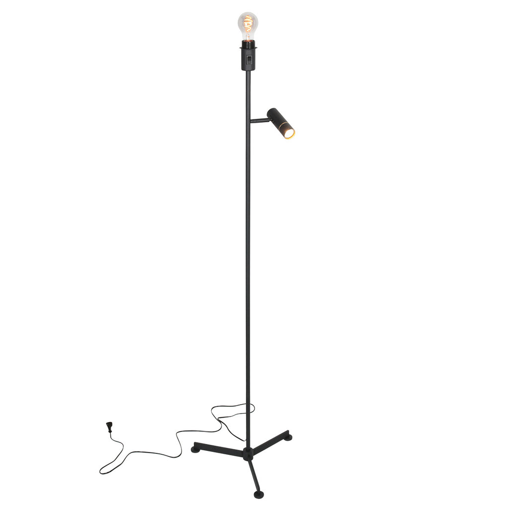 Vloerlamp Stang 4741ZW zwarte vloerlamp met leeslicht en E27 fitting