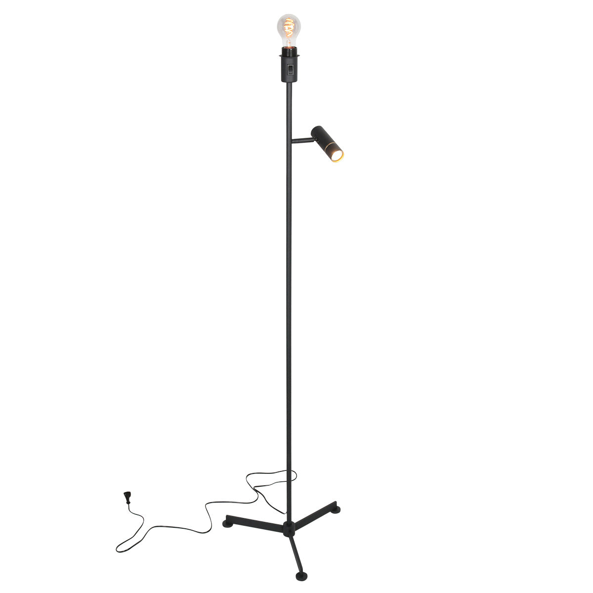Vloerlamp Stang 4741ZW zwarte vloerlamp met leeslicht en E27 fitting