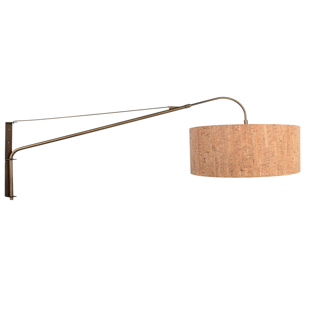 Wandlamp Elegant Classy 4743BR brons met beige kurk kap Ø50 cm
