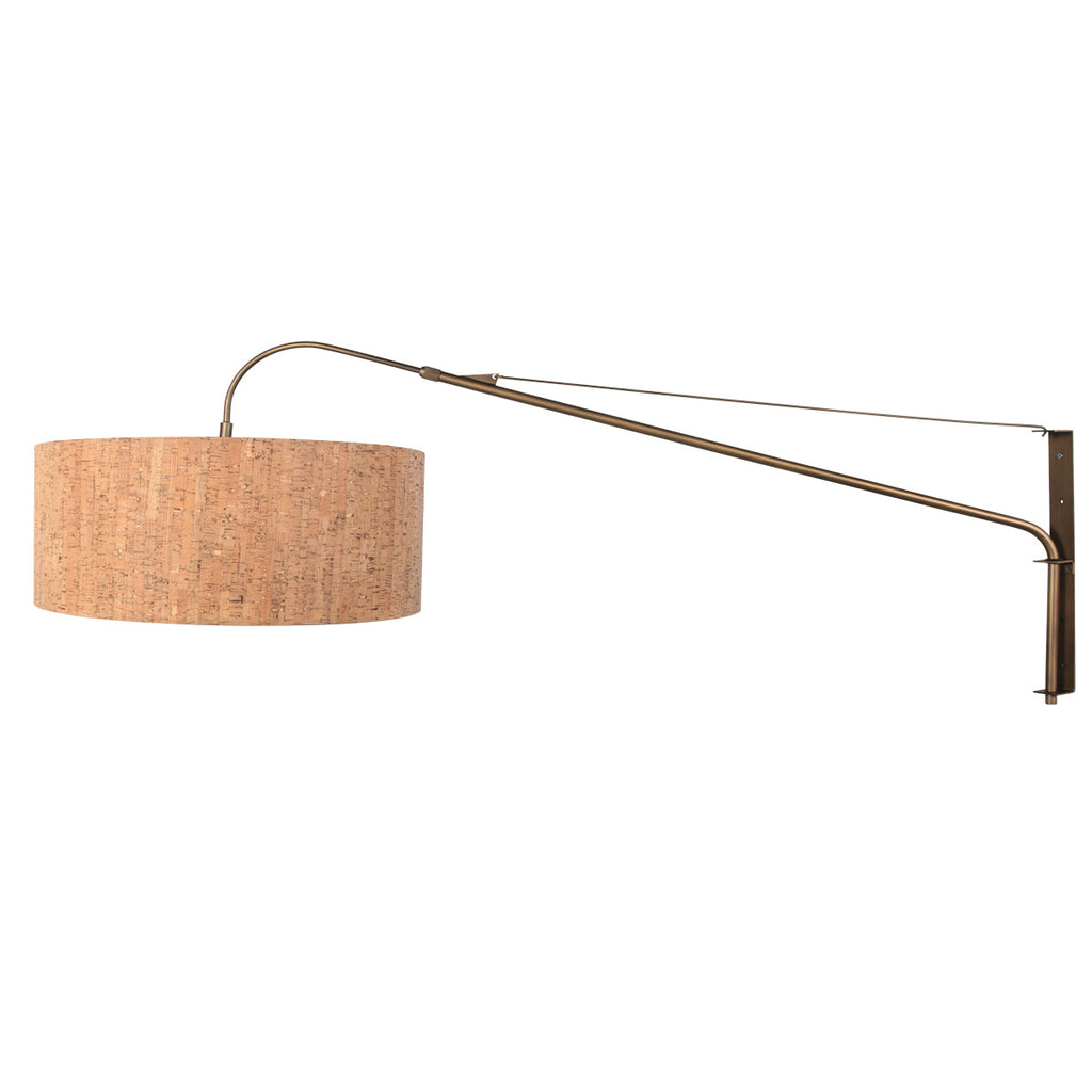 Wandlamp Elegant Classy 4743BR brons met beige kurk kap Ø50 cm