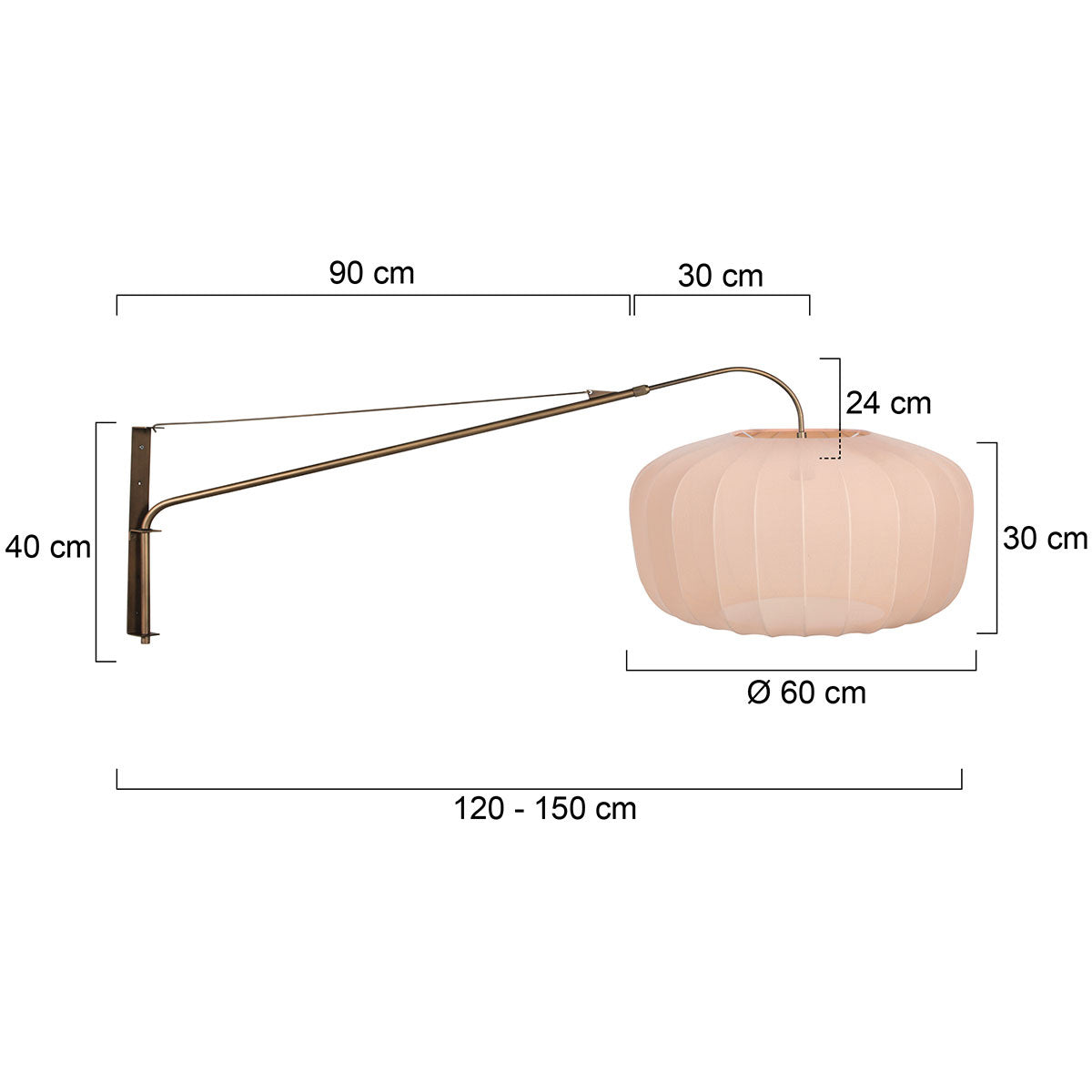 Wandlamp Vela Lino 4748BR brons met beige-crème textiel kap