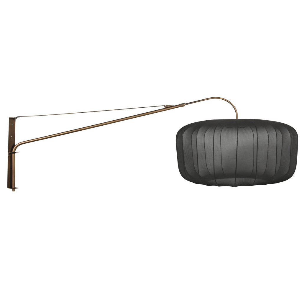 Wandlamp Vela Lino 4749BR brons met zwarte textiel kap Ø60 cm
