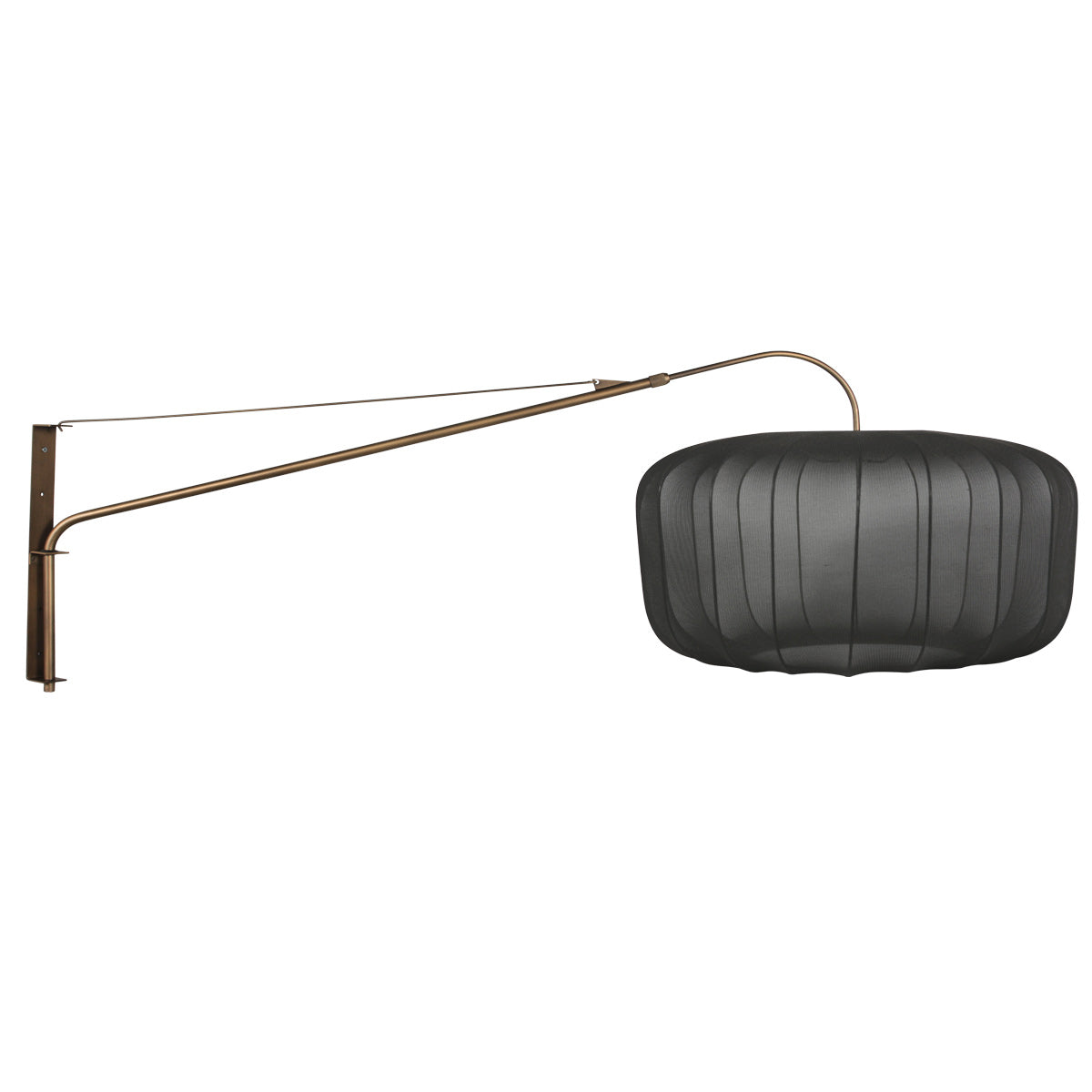 Wandlamp Vela Lino 4749BR brons met zwarte textiel kap Ø60 cm