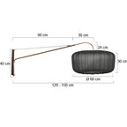Wandlamp Vela Lino 4749BR brons met zwarte textiel kap Ø60 cm