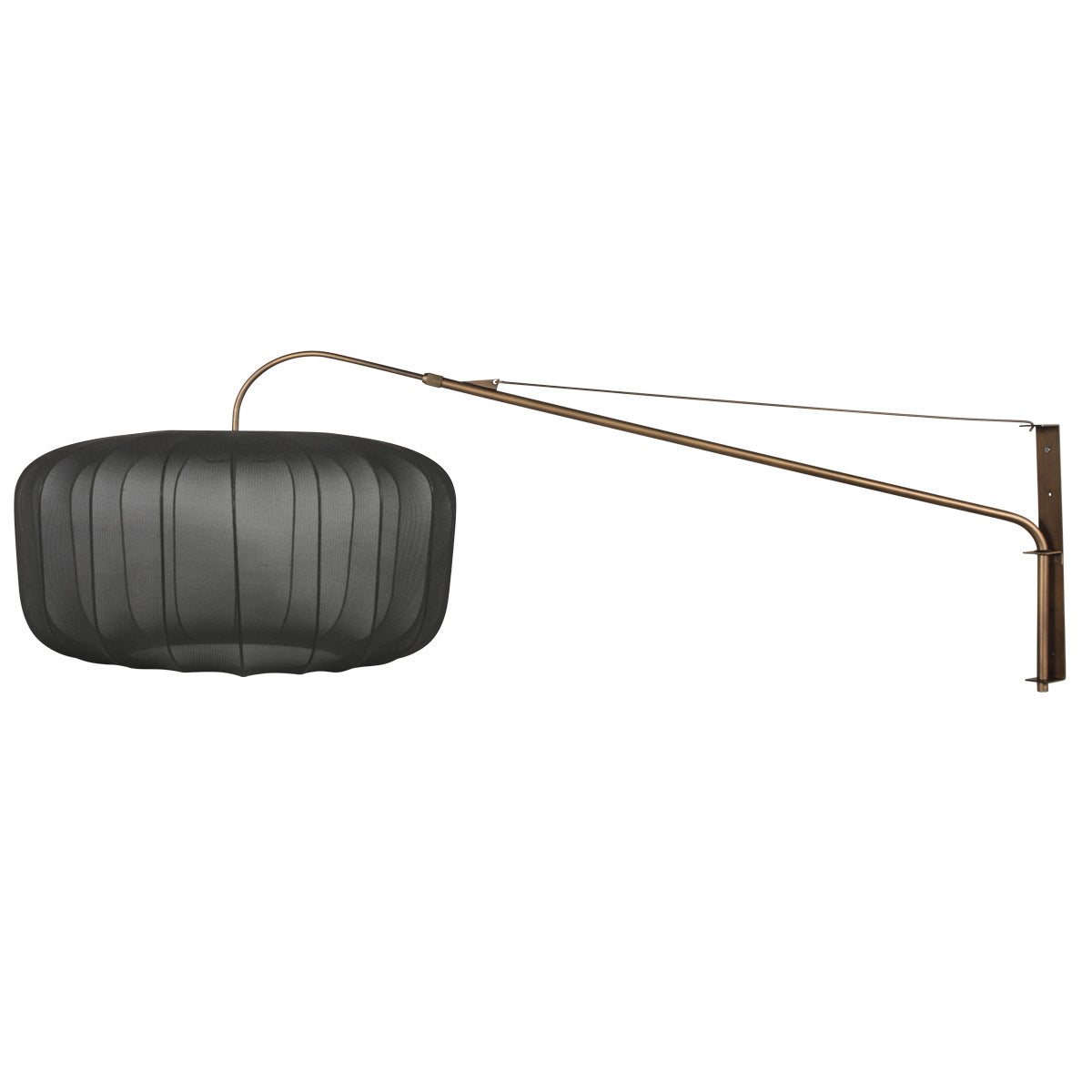 Wandlamp Vela Lino 4749BR brons met zwarte textiel kap Ø60 cm