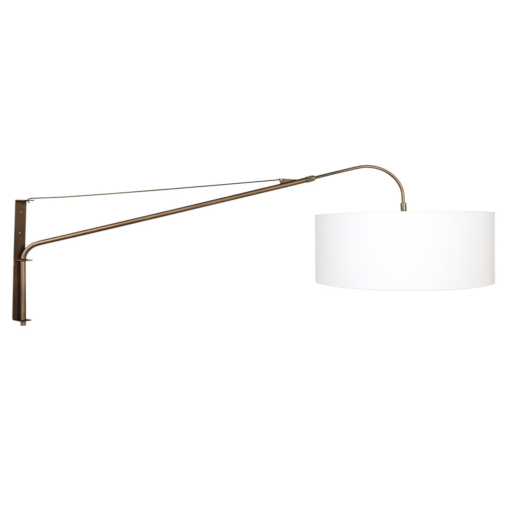 Wandlamp Elegant Classy 4750BR brons met grof wit linnen kap Ø50 cm