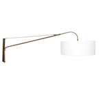 Wandlamp Elegant Classy 4750BR brons met grof wit linnen kap Ø50 cm