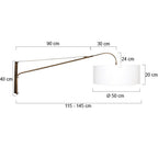 Wandlamp Elegant Classy 4750BR brons met grof wit linnen kap Ø50 cm