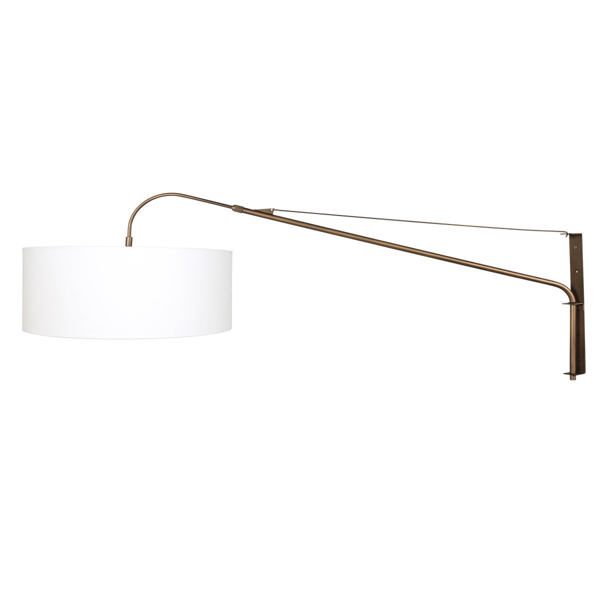 Wandlamp Elegant Classy 4750BR brons met grof wit linnen kap Ø50 cm