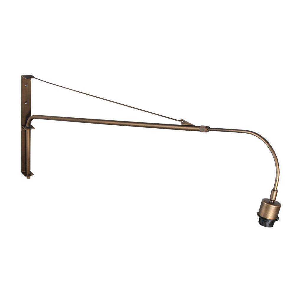 Wandlamp Elegant Classy 4750BR brons met grof wit linnen kap Ø50 cm