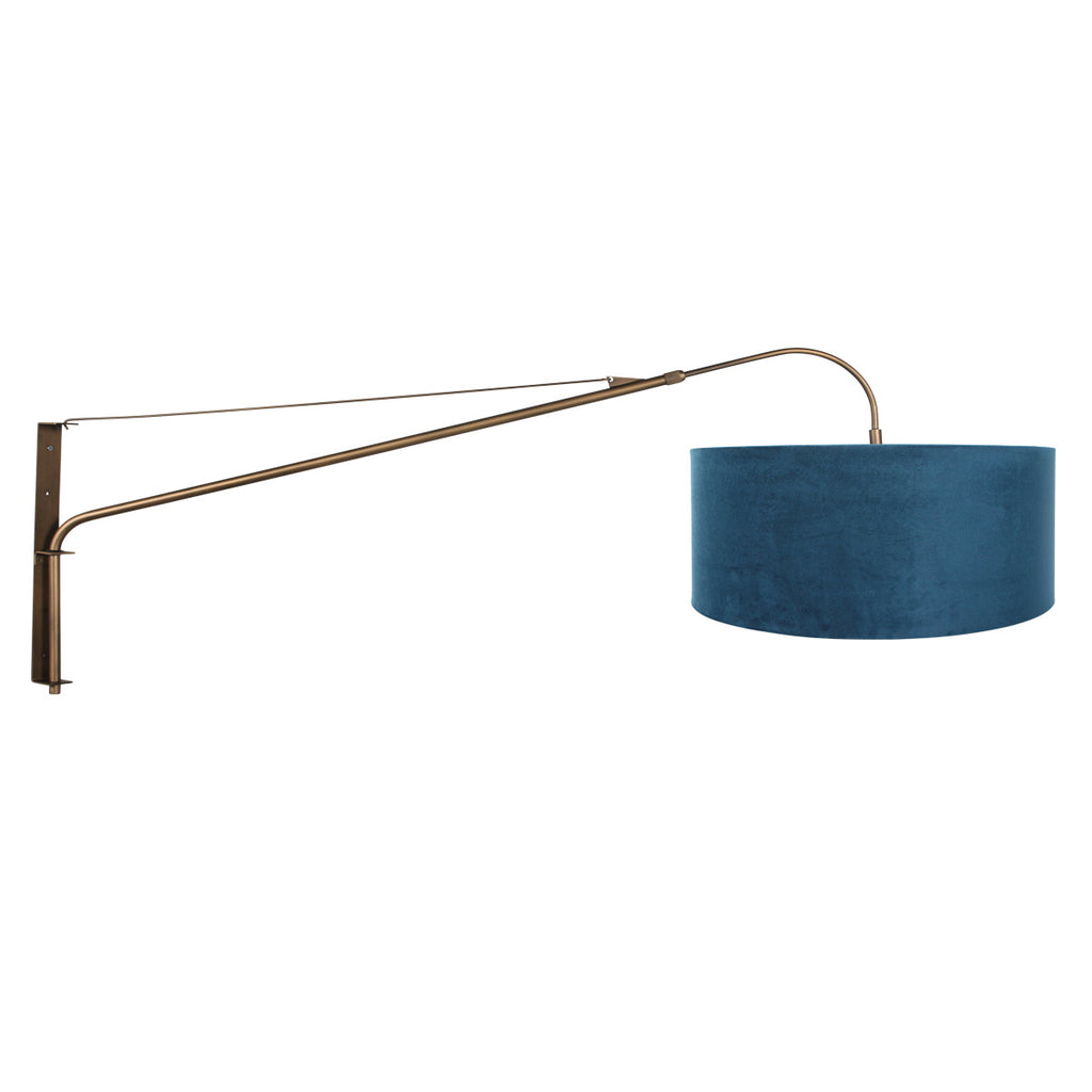 Wandlamp Elegant Classy 4752BR brons met blauw velours kap Ø50 cm