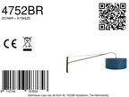 Wandlamp Elegant Classy 4752BR brons met blauw velours kap Ø50 cm