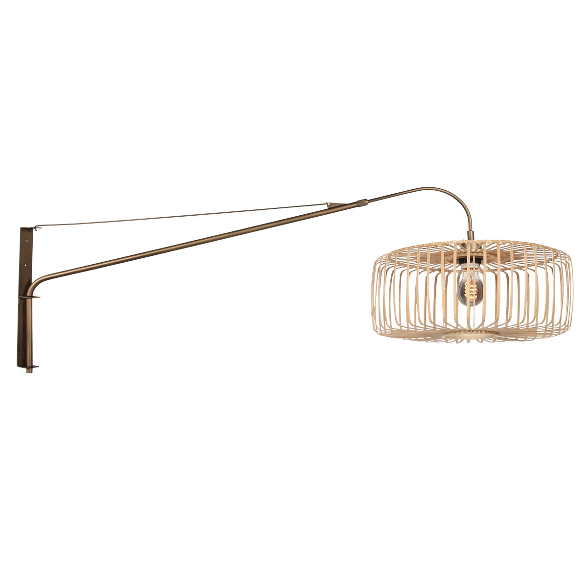 Wandlamp Breeza-Beach 4753BR brons met bamboe kap Ø50 cm