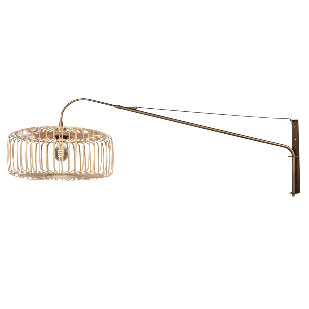Wandlamp Breeza-Beach 4753BR brons met bamboe kap Ø50 cm