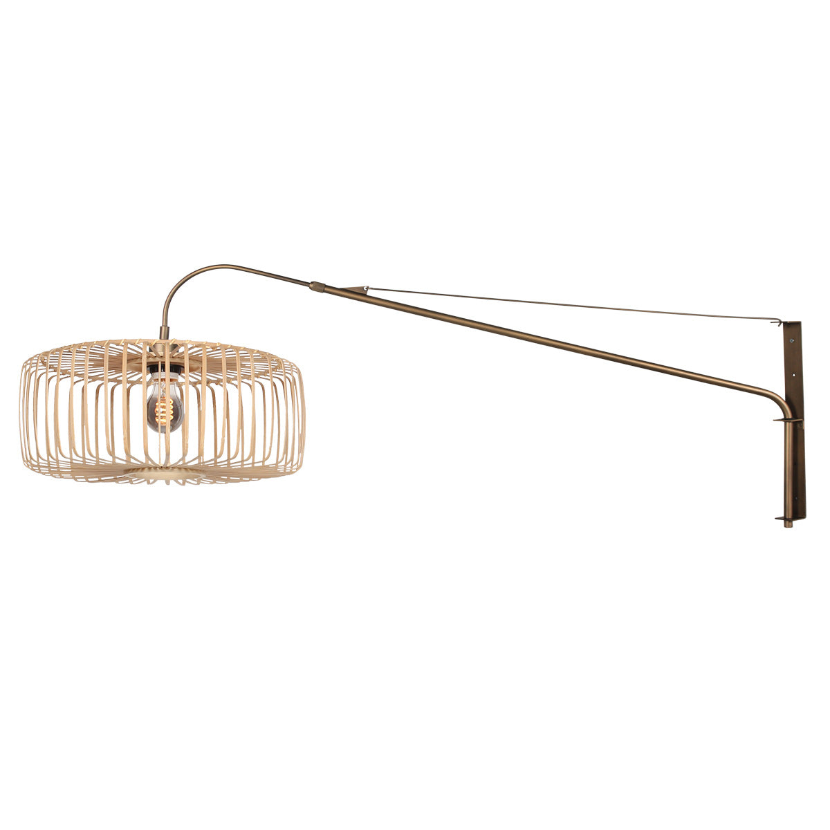 Wandlamp Breeza-Beach 4753BR brons met bamboe kap Ø50 cm