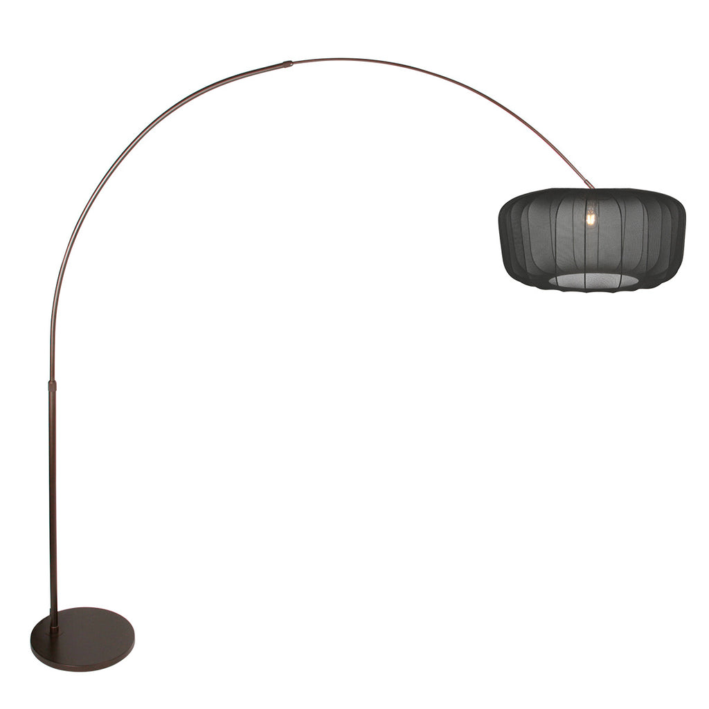 Booglamp Vela Lino 4763CA cacao met zwarte textiel kap Ø60 cm