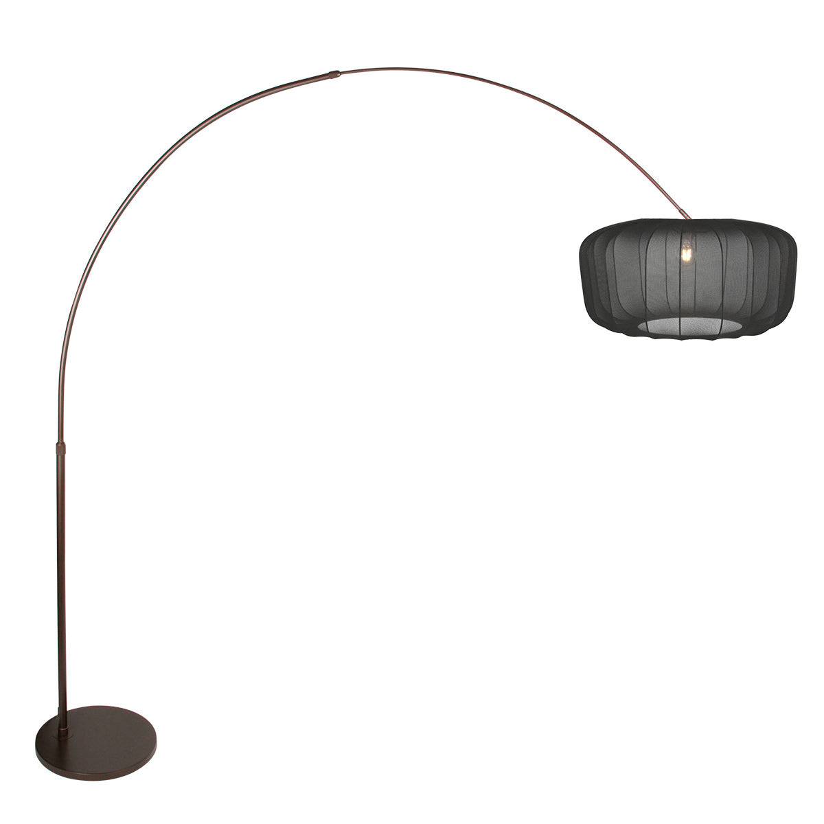 Booglamp Vela Lino 4763CA cacao met zwarte textiel kap Ø60 cm
