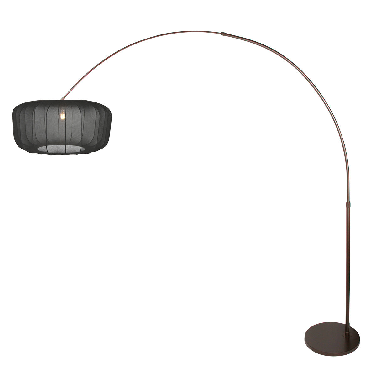Booglamp Vela Lino 4763CA cacao met zwarte textiel kap Ø60 cm