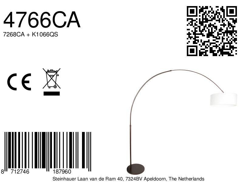 Booglamp Sparkled Light 4766CA cacao met grof wit linnen kap