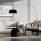 Booglamp Luma Dark 4770CA cacao met zwart linnen kap warm chic