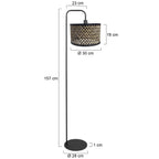Vloerlamp Stang 4773ZW, zwarte vloerlamp met bamboe kap