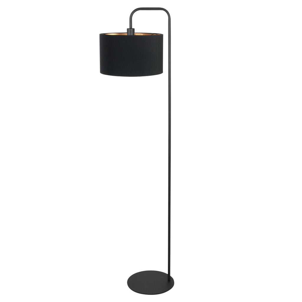 Vloerlamp Stang 4775ZW, zwarte vloerlamp met fijn linnen kap
