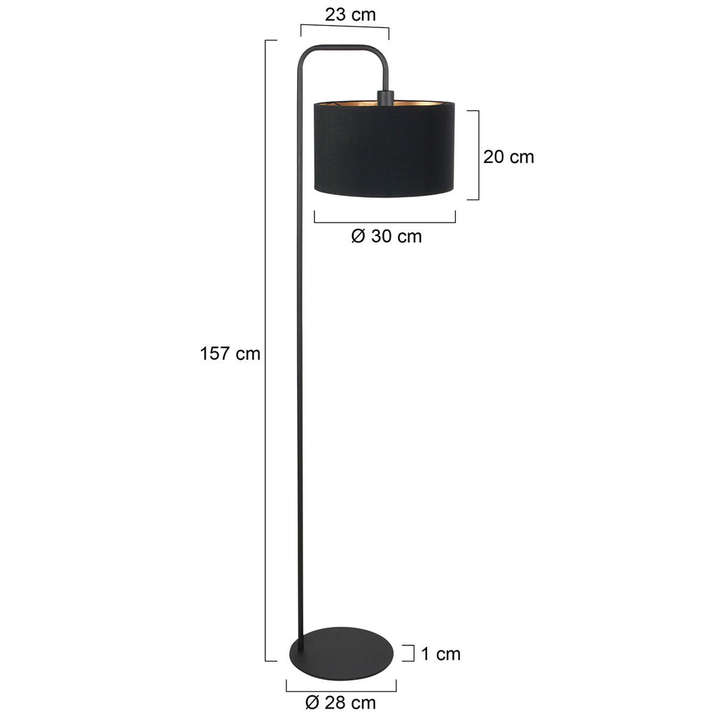 Vloerlamp Stang 4775ZW, zwarte vloerlamp met fijn linnen kap